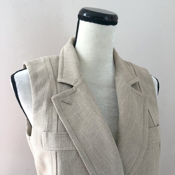 NWT Gucci linen & leather runway sleeveless safari blazer jacket - Picture 5 of 13